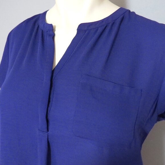 Liz Claiborne Royal Blue Cap Sleeve Blouse Size XL - Picture 3 of 8